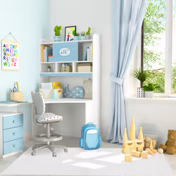Relaxdays Tapis puzzle, motif étoiles, 8 pièces, mousse EVA, sans substances nocives, bébé, enfants, 50x50cm, blanc/gris