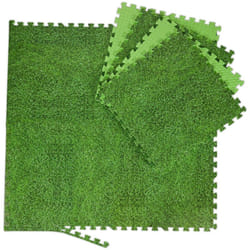 Tapis de sport, 8 grandes pièces et 16 pour la bordure, eva, surface de 3 m², piscine, enfant, 60x60 cm, vert - Relaxdays