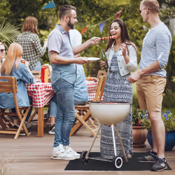 Relaxdays - Tapis de barbecue, protection pour le sol, partie inférieure antidérapante, lavable, 120 x 100 cm, anthracite