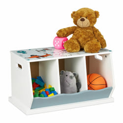 Tagère pour enfants, motif chien, 3 compartiments, HxLxP : 32,5x60x36 cm, mdf, rangement chambre, multicolore - Relaxdays