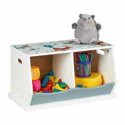 Relaxdays Étagère pour enfants, motif chiens, 2 compartiments, HxLxP : 33x60x34 cm, MDF, rangement chambre, multicolore