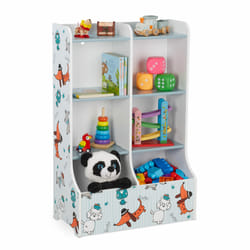 Relaxdays - Bibliothèque pour enfants, hlp : 90x59x30 cm, étagère livres enfants motifs chien, 8 casiers, mdf, multicolore