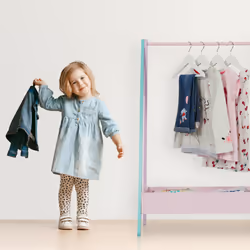 Relaxdays Penderie pour enfants, portant vêtements, rangement, HLP : 99x64,5x42 cm, petit porte-manteau, multicolore
