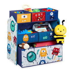 Tagère enfants à 6 boîtes, motif monstres, commode à jouets, hlp 66x69,5x30 cm, chambre d'enfant, multicolore - Relaxdays