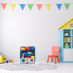 Tagère enfants à 6 boîtes, motif monstres, commode à jouets, hlp 66x69,5x30 cm, chambre d'enfant, multicolore - Relaxdays