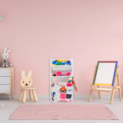 Tagère étroite pour enfants, 3 boîtes, motif d'héroïne, caisse avec roulettes, hlp : 80,5x42,5x30 cm, blanche - Relaxdays