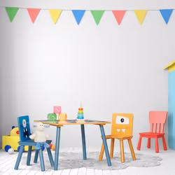 Relaxdays - Set table & 2 chaises enfants, table enfant avec 2 chaises, garçon & fille, mdf & bois, coin salon multicolore