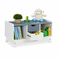 Relaxdays - tagère pour enfant pour livres et jouets, avec 4 tiroirs, bébé, unisexe, HxLxP : 30x60x30 cm, blanc/gris