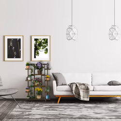 Tagère à plantes, avec 9 emplacements, en bambou, roulettes, hlp : env. 130 x 89 x 30 cm, intérieur, marron - Relaxdays