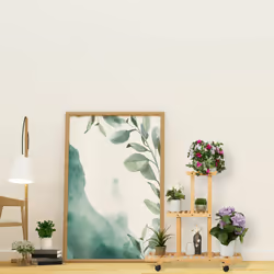 Tagère à plantes, avec 3 emplacements, en bambou, roulettes, hlp : env. 82 x 81 x 36 cm, intérieur, nature - Relaxdays
