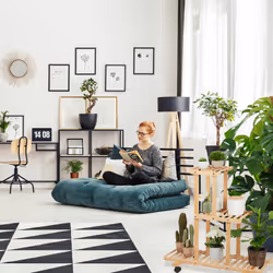 Tagère à plantes, avec 3 emplacements, en bambou, roulettes, hlp : env. 82 x 81 x 36 cm, intérieur, nature - Relaxdays
