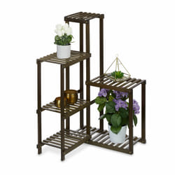 Meuble plantes bambou, 6 étagères, Rangement d'angle, h x l x p : 101x62x62 cm, ranger fleurs salon, marron - Relaxdays