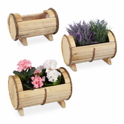 Relaxdays - Jardinières, bois, 3 différentes tailles, bacs à plantes, set, extérieur et intérieur, film plastique, nature