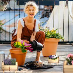 Relaxdays - Jardinières, bois, 3 différentes tailles, bacs à plantes, set, extérieur et intérieur, film plastique, nature