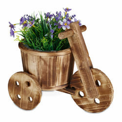 Pot de fleurs vélo, décoration jardin, extérieur, pour plantes, HxLxP : env. 25 x 30 x 16,5 cm, bois, nature - Relaxdays