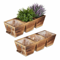 Relaxdays - Jardinière à 3 compartiments, en bois, avec film, design vintage, hlp : env. 12,5 x 43,5 x 17,5 cm, nature