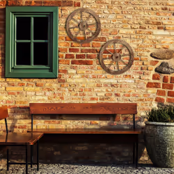 Relaxdays Roues décoratives en bois, lot 2, décoration jardin, terrasse, roue chariot rustique, style Far West, marron