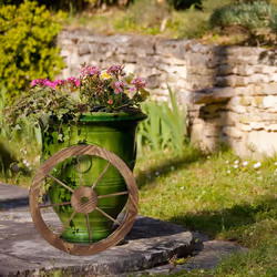 Relaxdays Roues décoratives en bois, lot 2, décoration jardin, terrasse, roue chariot rustique, style Far West, marron