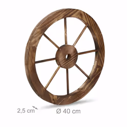 Relaxdays Roues décoratives en bois, lot 2, décoration jardin, terrasse, roue chariot rustique, style Far West, marron - Vue supplémentaire 4