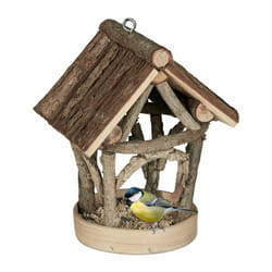 Relaxdays - Mangeoire à oiseaux, abri en bois, cabane à suspendre, nichoir, jardin, HxLxP 22,5 x 17 x 13,5 cm, nature