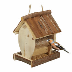 Relaxdays - Mangeoire à oiseaux, abri en bois, cabane à suspendre, nichoir, jardin, HxLxP 19,5 x 15 x 12,5 cm, nature