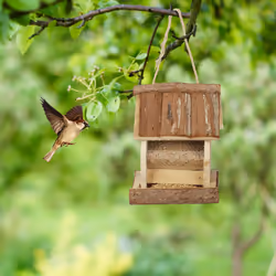 Relaxdays - Mangeoire à oiseaux, abri en bois, cabane à suspendre, nichoir, jardin, HxLxP 19,5 x 15 x 12,5 cm, nature