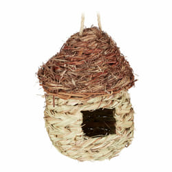 Relaxdays - Nichoir oiseaux, nid, cabane, pour cage, nichoir animaux sauvages, paille h x l x p : 22x17x15 cm, nature