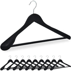 Relaxdays - cintre velours, en lot de 10, épaules larges, avec traverse pour pantalon, crochet 360 degrés, noir