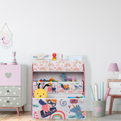 Tagère enfants à 6 tiroirs, pour fille, commode à jouets pour chambre d'enfant, hlp 66x63x30 cm, multicolore - Relaxdays