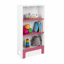 Relaxdays Étagère pour enfants, 3 compartiment, HxLxP : 91x48x24 cm, livres et jouets, petite bibliothèque, blanc-rose