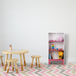 Relaxdays Étagère pour enfants, 3 compartiment, HxLxP : 91x48x24 cm, livres et jouets, petite bibliothèque, blanc-rose