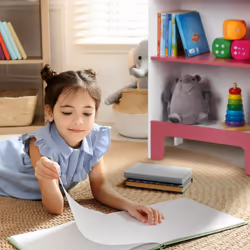 Relaxdays Étagère pour enfants, 3 compartiment, HxLxP : 91x48x24 cm, livres et jouets, petite bibliothèque, blanc-rose