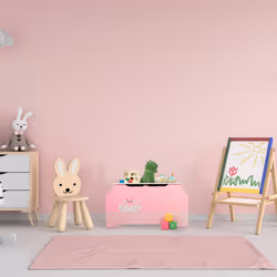 Coffre à jouets, motif cygne, malle, couvercle, porte-livres, hlp: 46x84x42,5 cm, caisse rangement, rose-blanc - Relaxdays