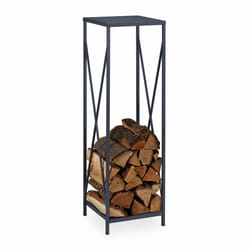 Relaxdays - Rangement pour bûches, en métal, 80,5 x 34 x 25 cm, pour cheminée et poêle, intérieur, gris