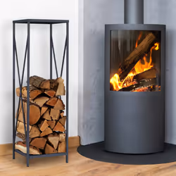 Relaxdays - Rangement pour bûches, en métal, 80,5 x 34 x 25 cm, pour cheminée et poêle, intérieur, gris