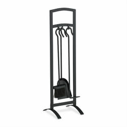 Relaxdays - Serviteur pour cheminée, 4 pièces, ustensiles cheminée avec tisonnier, pelle, balayette & support, accessoires