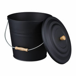 Relaxdays Seau à cendres, avec couvercle, 12 litres, poignée de transport, bac à charbon, cheminée & barbecue, noir