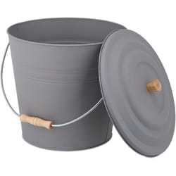 Relaxdays - Seau à cendres, avec couvercle, 12 litres, poignée de transport, bac à charbon, cheminée et barbecue, gris