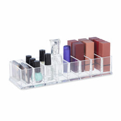 Organiseur cosmétique pour accessoires de maquillage, rectangulaire, 8 compartiments, HxLxP : 5 x 25,5 x 9 cm - Relaxdays