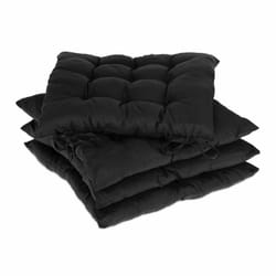 Relaxdays - Galette de chaise, lot de 4, 38 x 38 cm, coussins pour intérieur et extérieur, revêtement polyester, noire