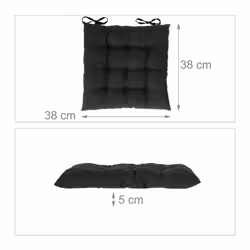 Relaxdays - Galette de chaise, lot de 4, 38 x 38 cm, coussins pour intérieur et extérieur, revêtement polyester, noire - Vue supplémentaire 4