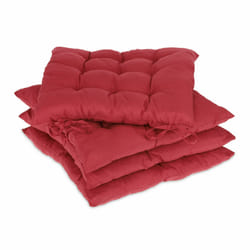 Relaxdays - Galette de chaise, lot de 4, 38x38 cm, coussins avec bandes, intérieur, extérieur, revêtement polyester, rouge