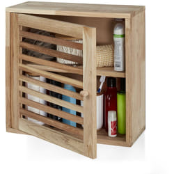 Relaxdays - Armoire murale, noyer, 2 compartiments, fermeture magnétique, salle de bain, cuisine, hlp: 42x42x18 cm, nature