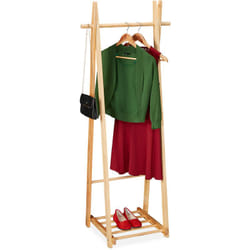 Relaxdays Penderie avec porte-chaussures, portant vêtements, à poser, valet de chambre, HLP : 153x62x45 cm, bois, nature