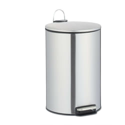 Relaxdays - Poubelle à pédale 12l, en acier inoxydable, seau intérieur, rabattage automatique, salle de bain, wc, argenté