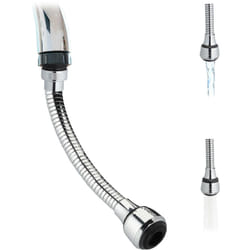 Relaxdays Robinet rallonge, flexible, 2 types de jets, économiseur eau, rallonge, 4 filières,30cm de large,argenté