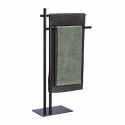 Porte-serviettes non fixe en acier, 2 barres, hlp : 87,5 x 51 x 20 cm, salle de bain, cuisine, chambre, noir - Relaxdays