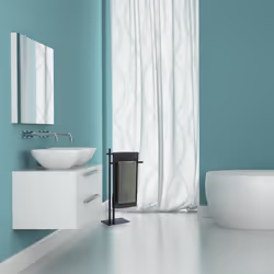 Porte-serviettes non fixe en acier, 2 barres, hlp : 87,5 x 51 x 20 cm, salle de bain, cuisine, chambre, noir - Relaxdays