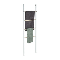Relaxdays - Porte-serviettes échelle, bois & métal, 4 barreaux, pour serviettes et vêtements HxLxP: 172,5x53x6 cm, blanc