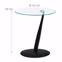 Relaxdays table d'appoint, table de canapé moderne et ronde, H x D : 49 x 45 cm, en verre et en acier, de salon, noir - Vue supplémentaire 4